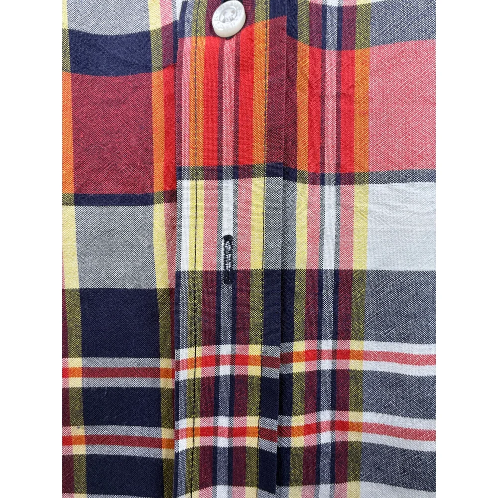 Cinch Plaid Western Button-Down Shirt Men’s Medium Red Navy Yellow Cotton
